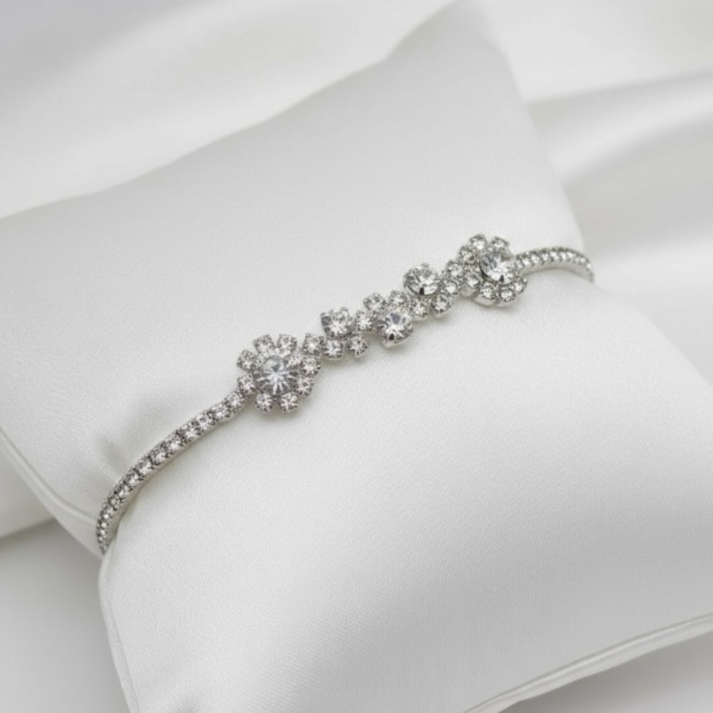 Simulated Crystal Open Bangle Bracelet
